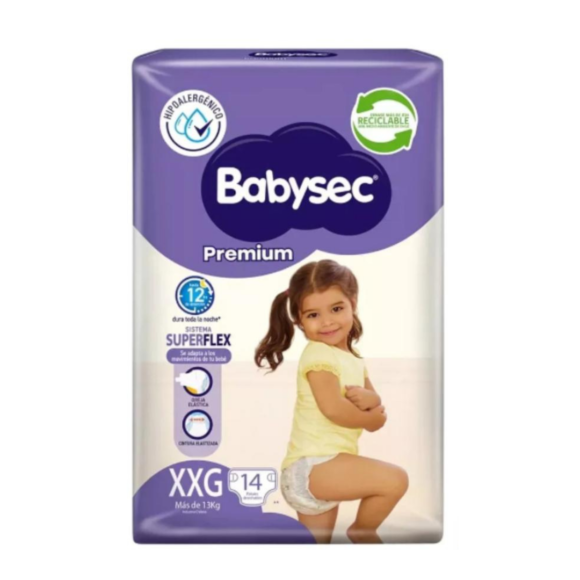 Manga de pañales baby Sec Premium talla XXG 112 pañales