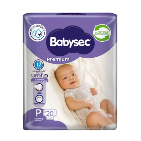 Manga de pañales baby Sec Premium talla P 160 pañales