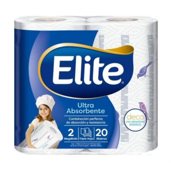 Toalla de papel élite ultra absorbente 2 megarollo