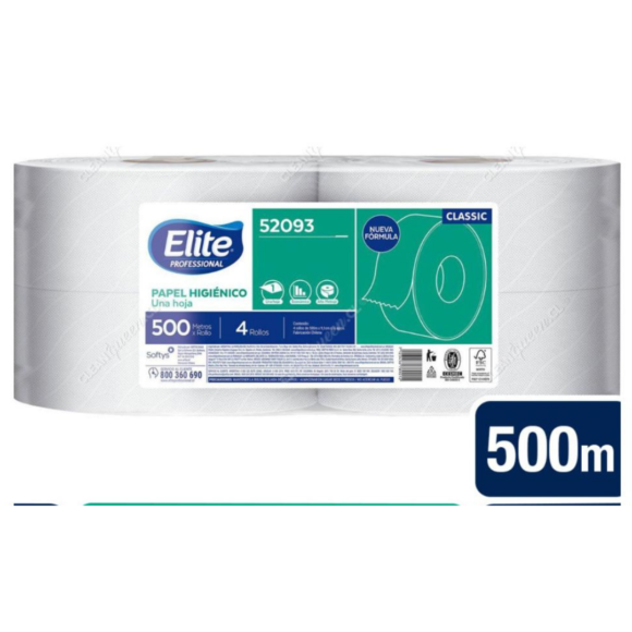 Papel higiénico élite 500 metros 4 rollos